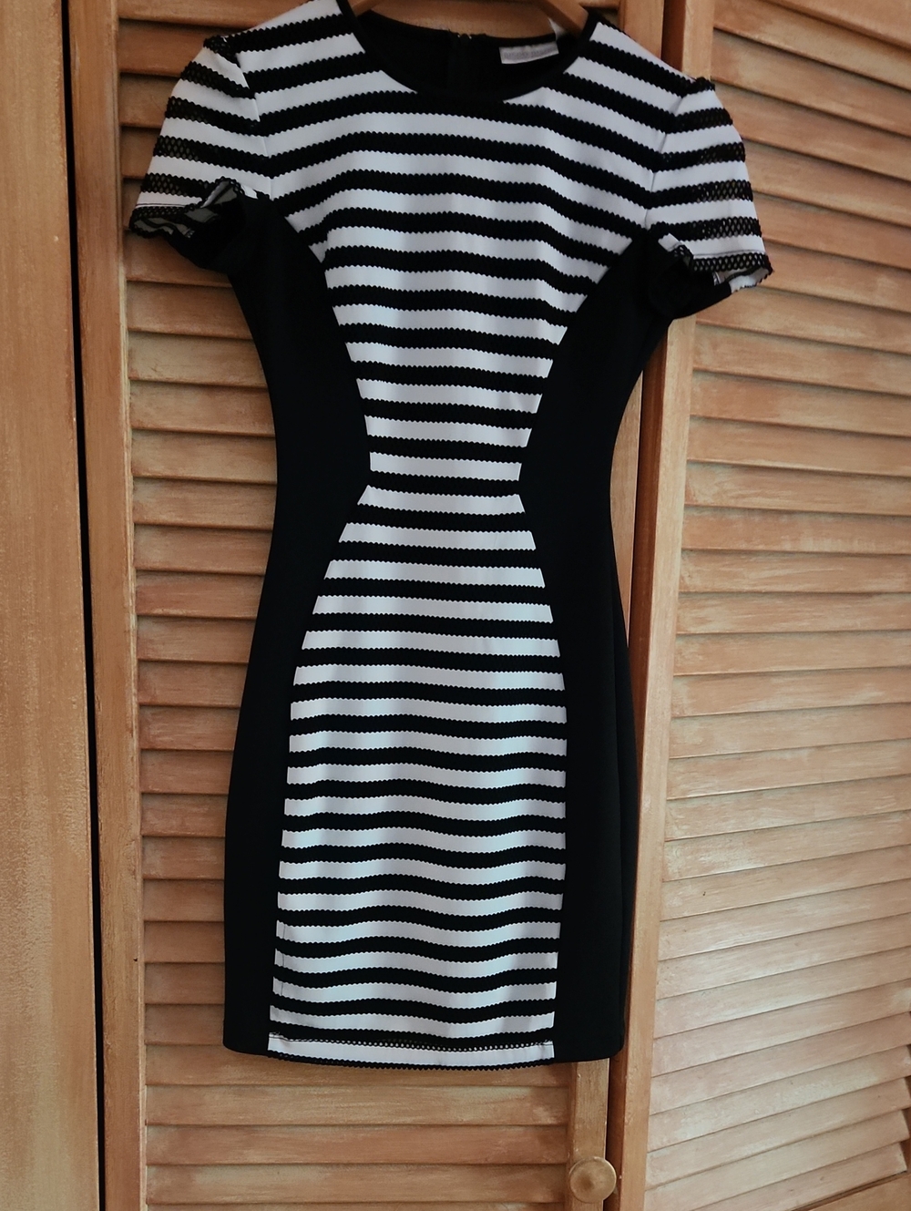 Bisou Bisou Black and White Striped Mini Dress